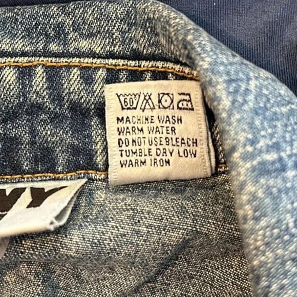 Vintage ‘92 Designer Donna Karan NY Denim Felt Letterman Vest Streetwear Retro - Picture 5 of 11